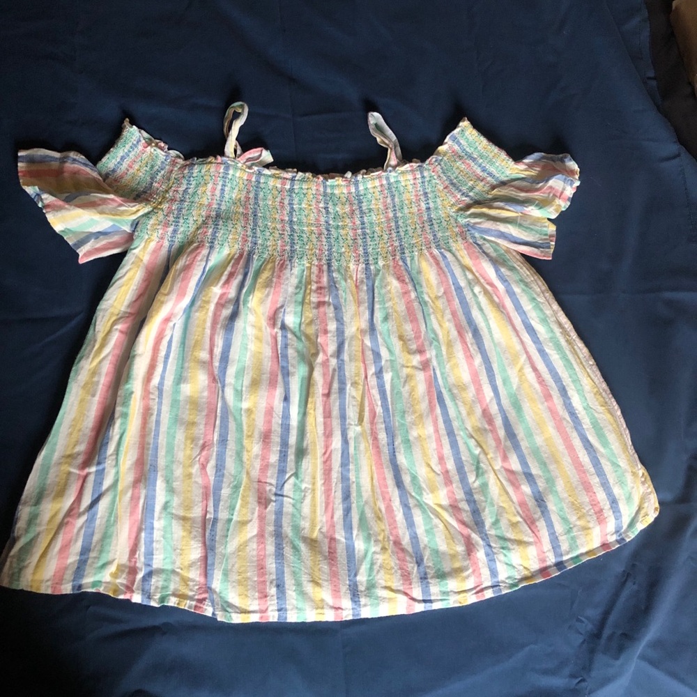 Pastel Rainbow Stripe Off-Shoulder Top Size XL (14/16)